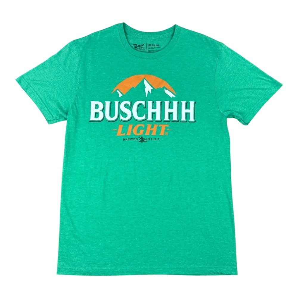 Brew City Men Medium T-Shirt Bush Light‎ Beer Graphic Heather Green Cotton Blend